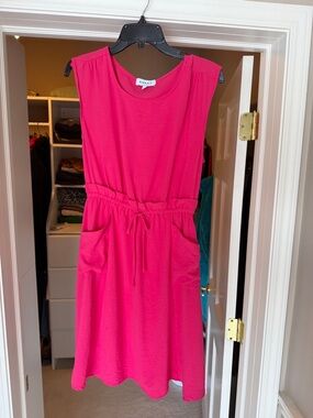Gilli Sleeveless Drawstring Midi Dress - Pink